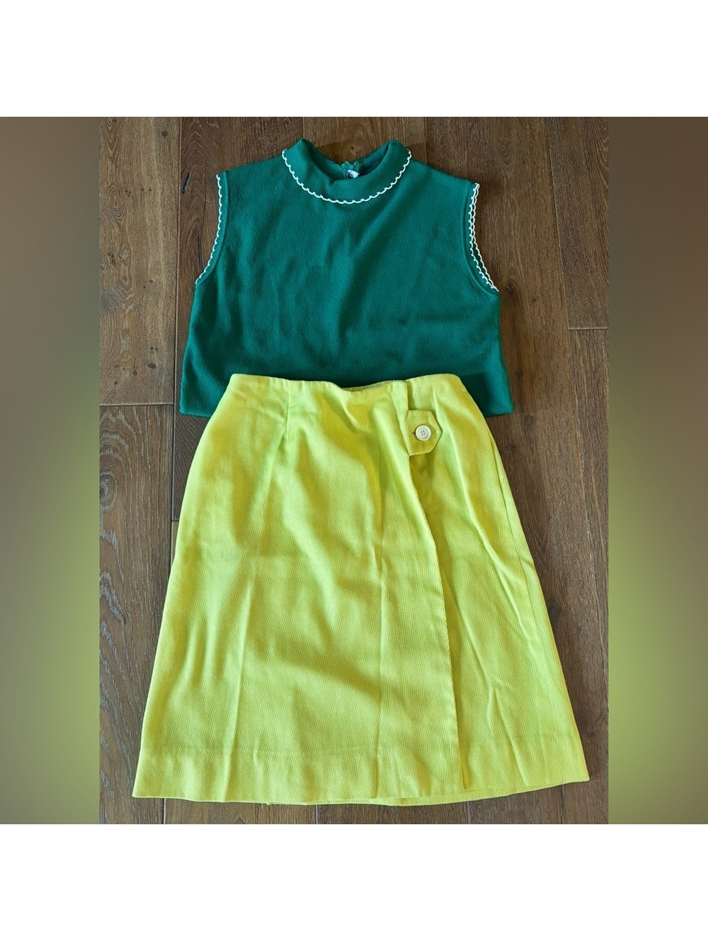 Vintage Haymaker Woman’s 70's Tennis Outfit, Sleeveless Shirt & Skirt, S/M